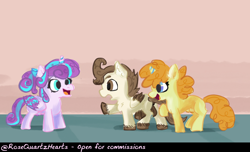 Size: 1965x1196 | Tagged: explicit, artist:rosequartzhearts, princess flurry heart, comic:flurry's playtime, alicorn, alternate version, anatomically correct, bisexual female, colt, colt on filly, crotchboobs, female, filly, filly on filly, foal, foalcon, g4, imported from derpibooru, lesbian, male, nipples, nudity, pegasus, penis, pony, pound cake, pumpkin cake, straight, trio, unicorn, vulva