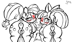 Size: 2559x1500 | Tagged: explicit, artist:johrnyreport, apple bloom, applejack, anatomically correct, anus, applebutt, big macintosh, black and white, bloom butt, blushing, bowtie, brother and sister, butt, clitoris, crotchboobs, dock, duo, earth pony, estrus, female, foal, foalcon, g4, grayscale, horsecock, imported from derpibooru, incest, male, monochrome, nipples, nudity, penis, plot, ponut, pony, raised tail, siblings, sisters, snickering, tail, teats, text, vaginal secretions, vulva, vulvar winking, worried