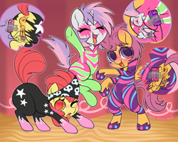 Size: 3900x3100 | Tagged: explicit, artist:feralkittyclawz, apple bloom, scootaloo, sweetie belle, ahegao, anus, ass up, bipedal, bloom butt, blushing, butt, clitoral stimulation, clothes, costume, curtains, cutie mark crusaders, earth pony, egg vibrator, eyebrows, eyebrows visible through hair, eyes closed, female, filly, foal, foalcon, g4, high res, hoof shoes, horn, imported from derpibooru, looking at you, makeup, masturbation, my little pony: friendship is magic, nudity, one eye closed, onomatopoeia, open mouth, open smile, pegasus, picture-in-picture, plot, ponut, pony, raised tail, scootabutt, sex toy, show stopper outfits, signature, smiling, sound effects, spread wings, stage, sweetie butt, tail, the show stoppers, tongue out, torn clothes, trio, trio female, unicorn, vibrator, vulva, wings, wink