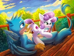 Size: 5000x3774 | Tagged: explicit, artist:atlas-66, sweetie belle, 69 position, absurd resolution, anus, butt, cum, duo, female, filly, foal, foalcon, g4, gallus, griffon, griffon on pony action, imported from derpibooru, interspecies, licking, licking cock, male, nudity, oral, penis, plot, pony, sex, ship:gallbelle, shipping, spread pussy, spreading, straight, tongue out, vagina, vaginal secretions, vulva
