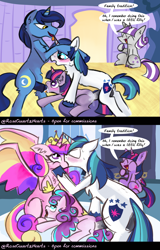 Size: 1919x2995 | Tagged: explicit, artist:rosequartzhearts, princess flurry heart, shining armor, twilight sparkle, 2 panel comic, age difference, alicorn, anus, balls, bisexual, bisexual female, bisexual male, bisexual sandwich, bisexuality, blowjob, brother and sister, butt, colt, colt on filly, comic, cunnilingus, father and child, father and daughter, female, filly, filly on mare, foal, foalcon, from behind, from front, fun for the whole family, g4, gay, gay in front of girls, group sex, history repeats itself, imported from derpibooru, incest, lesbian, male, mare, mother and child, mother and daughter, night light, nudity, oral, penetration, penis, plot, pony, princess cadance, sex, ship:flurryarmor, ship:flurryarmordance, ship:flurrydance, ship:shining light, ship:shiningcadance, ship:velvet sparkle, shipping, siblings, stallion, stallion on colt, stallion on filly, stallion on mare, straight, threesome, twicest, twilight velvet, unicorn, vaginal, wingding eyes