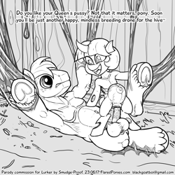 Size: 1500x1500 | Tagged: explicit, grimdark, grotesque, artist:smudge proof, twilight sparkle, comic:true greatness, age regression, anatomically correct, balls, belly, belly button, big balls, big belly, big macintosh, big penis, bondage, bound, changeling, changeling slime, changelingified, clawtoris, commission, crotchboobs, earth pony, female, foalcon, frog (hoof), g4, grayscale, imported from derpibooru, male, male pregnancy, monochrome, nipples, nudity, outie belly button, penetration, penis, pony, pregnant, rape, reverse cowgirl, sex, size difference, species swap, straight, underhoof, vaginal, vulva, younger
