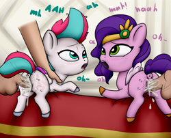 Size: 4200x3400 | Tagged: explicit, artist:littlenaughtypony, spoiler:g5, spoiler:my little pony: tell your tale, age difference, alternate version, balls, butt, clitoris, creampie, cum, cumming, disembodied hand, disembodied penis, duo focus, eyes rolling back, female, filly, filly pipp petals, filly zipp storm, foal, foalcon, g5, hand, human, human male, human male on filly, human on pony action, human penis, imported from derpibooru, interspecies, male, my little pony: tell your tale, nudity, open mouth, pegasus, penetration, penis, pinned down, pipp butt, pipp petals, plap, plot, pony, royal sisters (g5), sex, siblings, sisters, spank mark, straight, vaginal, vaginal creampie, vaginal secretions, vein, veiny cock, vulva, younger, zipp storm, zippbutt