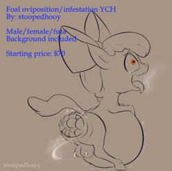 Size: 861x855 | Tagged: explicit, artist:stoopedhooy, apple bloom, advertisement, ahegao, anal, anal orgasm, anus, belly, big belly, breast milk, butt, commission, crotchboobs, cum, cumming, drool, drool string, earth pony, egg, egg laying, eggnant, female, filly, foal, foalcon, g4, hands free, huge belly, imported from derpibooru, infestation, lactation, nipples, nudity, open mouth, orgasm, oviposition, penetration, plot, ponut, pony, pregbloom, pregnant, pregnant foal, sex, squirting, stretched anus, that is one stretchy ponut, tongue out, vaginal secretions, vulva, ych example, ych sketch, your character here