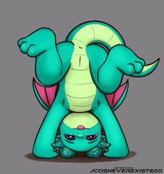 Size: 3858x4093 | Tagged: explicit, artist:jcosneverexisted, :p, alternate version, anus, baby, baby dragon, babycon, cute, cute porn, dragon, foalcon, freckles, g5, genital slit, handstand, imported from derpibooru, looking at you, male, nudity, solo, solo male, sparky sparkeroni, sparkybetes, tongue out, upside down