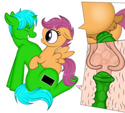 Size: 5000x4500 | Tagged: explicit, artist:setaru, artist:trenody, scootaloo, oc, oc:green byte, age difference, butt, commission, female, filly, foal, foalcon, g4, imported from derpibooru, internal, male, nudity, pegasus, penetration, penis, plot, pony, sex, simple background, stallion, stallion on filly, straight, unicorn, vaginal, white background, ych result