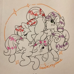 Size: 2048x2048 | Tagged: explicit, artist:feralkittyclawz, apple bloom, scootaloo, sweetie belle, anatomically correct, anus, bedroom eyes, blush lines, blushing, butt, cmc threesome, cunnilingus, cutie mark crusaders, daisy chain, dock, earth pony, eyes closed, female, filly, foal, foalcon, g4, heart, high res, horn, imported from derpibooru, lesbian, licking, nudity, oral, pegasus, plot, polyamory, ponut, pony, raised tail, sex, ship:scootabelle, ship:scootabloom, ship:sweetiebloom, ship:sweetiebloomaloo, shipping, sparkles, spread wings, tail, tongue out, traditional art, trio, trio female, underhoof, unicorn, vulva, wings