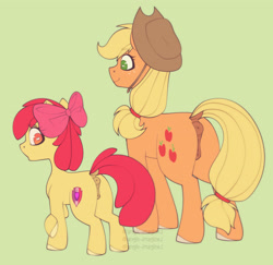 Size: 3260x3172 | Tagged: explicit, artist:angieimagines, apple bloom, applejack, anatomically correct, anus, apple sisters, applebutt, bloom butt, bow, butt, casual nudity, cowboy hat, dock, earth pony, female, filly, foal, foalcon, freckles, g4, green background, green eyes, hair bow, hat, heart, heart eyes, high res, imported from derpibooru, nervous, nudity, orange eyes, plot, ponut, pony, siblings, simple background, sisters, tail, vulva, wingding eyes