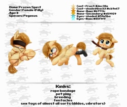 Size: 1350x1135 | Tagged: explicit, artist:darkstylerz, oc, oc:frozen spirit, ballgag, blindfold, bondage, butt, commission, cute, female, filly, foal, foalcon, frog (hoof), gag, glasses, hooves, horsecock, imported from derpibooru, leash, male, nudity, pegasus, penetration, penis, plot, pony, reference sheet, sex, straight, underhoof, vaginal, vulva, watermark
