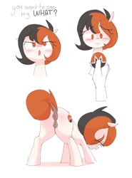 Size: 890x1200 | Tagged: explicit, artist:php197, oc, oc:monero, art pack:fillycon, art pack:fillypack 3, anus, blushing, butt, cryptocurrency, earth pony, female, filly, foal, foalcon, imported from derpibooru, nudity, plot, ponified, ponut, pony, presenting, presenting butt, simple background, two toned mane, vulva, white background