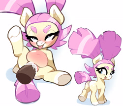 Size: 3500x3000 | Tagged: explicit, artist:poole, oc, oc:vivi, ahegao, alternate version, butt, creampie, cum, cum belly, cum inflation, disembodied penis, earth pony, earth pony oc, female, female focus, foalcon, high res, imported from derpibooru, inflation, nudity, oc only, open mouth, penis, plot, pony, solo focus, tongue out, vaginal creampie, vulva
