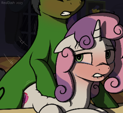 Size: 987x909 | Tagged: explicit, artist:realdash, sweetie belle, oc, oc:anon stallion, age difference, aggie.io, ambiguous penetration, bent over, blushing, butt, butt squish, butt touch, clopfic in description, crying, drool, drunk, drunk sex, duo, earth pony, earth pony oc, female, filly, floppy ears, foal, foalcon, from behind, g4, gritted teeth, hoof on butt, imported from derpibooru, lip bite, looking back, male, nose wrinkle, older, penetration, pixel art, plot, pony, red eyes, sex, stallion, stallion on filly, story included, straight, tears of pleasure, teenager, unicorn