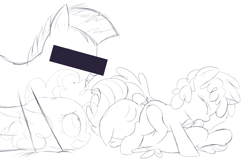 Size: 3141x2057 | Tagged: explicit, grimdark, artist:dtcx97, pinkie pie, 69 position, blowjob, bondage, brother and sister, cake twins, cakecest, censor bar, censored, censored eyes, cunnilingus, earth pony, eyes closed, female, foalcon, g4, gag, high res, imported from derpibooru, incest, male, monochrome, nudity, oral, pegasus, penis, pony, pound cake, pumpkin cake, rape, sex, ship:caketwincest, shipping, siblings, sketch, straight, tape, tape bondage, tape gag, twincest, twins, unicorn