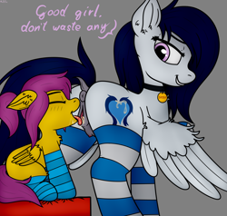 Size: 4200x4000 | Tagged: explicit, artist:sassysvczka, oc, oc:sassysvczka, oc:windy forrest, anatomically correct, anus, ashamed, blushing, butt, butt fluff, chair, chest fluff, clitoris, clothes, collar, crotchboobs, cunnilingus, dark genitals, dock, drinking, dripping, duo, duo female, ear fluff, evil, evil smile, eyes closed, female, fetish, filly, floppy ears, foal, foalcon, folded wings, genitals, grin, gritted teeth, imported from derpibooru, incest, licking, looking at each other, looking at someone, looking back, mare, nipples, nudity, oc only, open mouth, open smile, oral, part of a set, pegasus, pegasus oc, pet tag, piss drinking, plot, pony, ponytail, pouf, raised hoof, sex, siblings, sisters, sitting, smiling, socks, spread wings, standing, striped socks, tail, teats, teeth, text, tongue out, training, urine, vaginal secretions, vulva, vulvar winking, watersports, wing fluff, wings, wings down