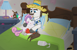 Size: 7738x4992 | Tagged: explicit, artist:gollygosh, sweetie belle, age difference, alternate version, anus, bed, bedroom, big dom small sub, blushing, butt, clothes, cowgirl position, creampie, cum, dry vaginal orgasm, father and child, father and daughter, female, filly, floppy ears, foal, foalcon, g4, hat, hondo flanks, horn, horngasm, hornplay, imported from derpibooru, impregnation, inbreeding, incest, infidelity, lube, magic, male, moaning, no dialogue, nudity, open mouth, orgasm, penetration, penis, pillow, plot, plushie, pony, potion, sex, ship:sweetieflanks, shipping, show accurate, show accurate porn, stallion, stallion on filly, straight, teddy bear, unicorn, vaginal, vector, vulva