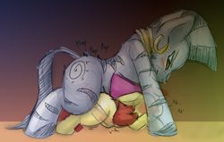 Size: 1224x779 | Tagged: explicit, apple bloom, abdominal bulge, artist needed, blushing, bridle gossip, duo, earth pony, female, filly, foal, foalcon, futa, futa mare, futa mare on filly, futa on female, futa on filly, futa zecora, g4, imported from derpibooru, intersex, my little pony: friendship is magic, open mouth, penetration, plap, pony, sex, ship:zecobloom, shipping, size difference, source needed, vaginal, zebra, zebradom, zecora