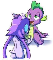 Size: 1010x1137 | Tagged: explicit, artist:goshaag, spike, ahegao, anthro dragon, ass, blowjob, butt, dragon, dragon on dragon action, foalcon, freedom planet, from behind, g4, hand on head, imported from derpibooru, nudity, open mouth, oral, penis, sash lilac, sex, simple background, tongue out, white background
