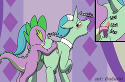 Size: 1280x845 | Tagged: explicit, artist:caluriri, spike, analingus, analingus on male, anus, balls, birch bucket, birchspike, blushing, butt, close-up, dock, dragon, dragon on pony action, foalcon, g4, gay, genitals, imported from derpibooru, interspecies, licking, male, male on male analingus, nudity, oral, penis, plot, pony, sex, shipping, spikebucket, stallion, tail, tongue out, unicorn