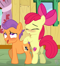 Size: 2345x2574 | Tagged: explicit, artist:ponykittenboi, apple bloom, ahegao, anus, apple bloom's bow, balls, blushing, bow, butt, clitoris, clubhouse, cuntboy, derpibooru exclusive, dickgirl, duo, earth pony, eyes closed, eyes rolling back, female, foal, foalcon, futa, futa apple bloom, futa filly, g4, hair bow, herm, high res, horsecock, imported from derpibooru, intersex, male, medial ring, mounting, nudity, open mouth, penetration, penis, plot, pony, sex, ship:tenderbloom, shipping, show accurate, show accurate porn, straight, taint, tender taps, tongue out, vaginal, vaginal secretions, vulva