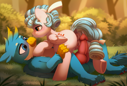 Size: 2786x1899 | Tagged: explicit, artist:dinoalpaka, anus, balls, blushing, butt, clitoris, cozy glow, female, filly, foal, foalcon, g4, gallus, griffon, griffon on pony action, imported from derpibooru, interspecies, knot, knotted penis, male, nudity, patreon, patreon reward, pegasus, penis, plot, pony, vaginal secretions, vulva, wings