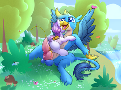 Size: 2731x2029 | Tagged: explicit, artist:cornelia_nelson, sweetie belle, alternate version, butt, duo, female, fetish, foalcon, g4, gallus, high res, imported from derpibooru, knot, male, nudity, penis, pissing, pissing on dick, plot, pony, rubbing, ship:gallbelle, shipping, source needed, straight, unicorn, urine, useless source url, vaginal secretions, watersports