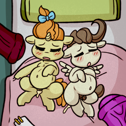 Size: 2000x2000 | Tagged: explicit, semi-grimdark, artist:faerienougat, pinkie pie, oc, oc:faerie nougat, afterrape, aftersex, babycon, belly, colt, creampie, cum, exhausted, female, filly, foal, foalcon, futa, futa pinkie pie, g4, high res, implied futa, implied futa on female, implied futa on male, implied rape, imported from derpibooru, intersex, male, nudity, penis, pound cake, pumpkin cake