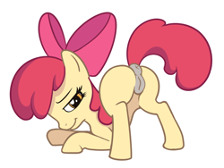 Size: 2000x1500 | Tagged: explicit, artist:hypergal, apple bloom, anatomically correct, anus, aside glance, ass up, bloom butt, butt, earth pony, face down ass up, female, filly, foal, foalcon, g4, imported from derpibooru, looking at you, nudity, plot, pony, presenting, simple background, smiling, solo, solo female, vulva, white background