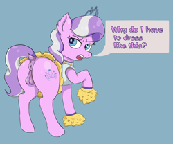 Size: 1200x1000 | Tagged: explicit, diamond tiara, anonymous artist, anus, balls, butt, cheerleader, cheerleader outfit, clothes, dialogue, diamond crown, earth pony, femboy, foal, foalcon, g4, girly, imported from derpibooru, male, nudity, plot, pony, rule 63, simple background, skirt, solo, solo male, talking, talking to viewer