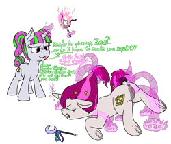 Size: 1321x1112 | Tagged: explicit, artist:thebathwaterhero, oc, oc:zew, oc:zippi, anus, butt, catfight, defeat, duel, duo, female, females only, fight, filly, foal, foalcon, horn, imported from derpibooru, magic wand, nudity, oc only, plot, pony, siblings, simple background, sisters, tentacle porn, tentacles, tentacles on female, tentacles on filly, tongue out, transparent background, unicorn, unicorn oc, vulva