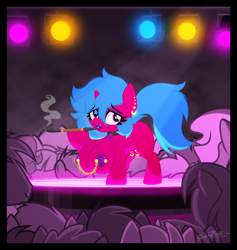 Size: 2000x2111 | Tagged: explicit, artist:sherathoz, oc, arm hooves, big breasts, bimbo, breasts, chestbreasts, commission, crotchboobs, crotchboobs plus chestboobs, crowd, ear piercing, earring, female, filly, foal, foalcon, high res, huge breasts, imported from derpibooru, jewelry, multiboob, nightclub, nipple chain, nipple piercing, nipples, nudity, oc only, piercing, pipe, pony, smoking, teat piercing, teats, unicorn