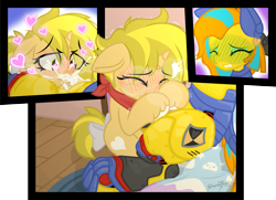 Size: 2000x1444 | Tagged: explicit, artist:sherathoz, oc, oc:dum1, oc:seelie, age difference, alternate version, bed, bedroom, blowjob, close-up, commission, cum, cum in mouth, cum version, cumming, duo, eyes closed, female, filly, foal, foalcon, heart, heart eyes, horsecock, imported from derpibooru, nudity, oc only, oc x oc, oral, penis, pony, robot, robot pony, sex, sexbot, shipping, unicorn, wingding eyes