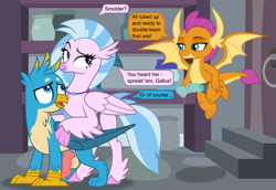 Size: 3637x2500 | Tagged: explicit, artist:don't mind me, anal insertion, derpibooru exclusive, dildo, dragon, dragoness, female, female on male, femdom, foalcon, g4, gallus, gallus gets all the mares, griffon, high res, hippogriff, hippogriff on griffon action, horns, horsecock dildo, imminent pegging, imported from derpibooru, insertion, interspecies, jewelry, knot, knotted penis, lube, lucky bastard, male, malesub, necklace, nudity, pegging, penis, precum, sex toy, ship:gallstream, shipping, show accurate, show accurate porn, silverstream, smolder, smug, straight, strapon, submissive, wings