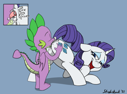 Size: 1615x1202 | Tagged: explicit, artist:strebiskunk, rarity, spike, age difference, alternate version, anal creampie, analingus, analingus on female, anus, ass up, blue background, butt, close-up, creampie, cum, dragon, duo, eyes closed, face down ass up, felching, female, foalcon, g4, imported from derpibooru, interspecies, licking, licking cum, looking back, looking pleasured, male, male on female analingus, mare, multiple variants, nudity, open mouth, open smile, oral, plot, pony, raised tail, sex, ship:sparity, shipping, simple background, smiling, straight, tail, tongue out, unicorn, vagina, vulva, winged spike, wings