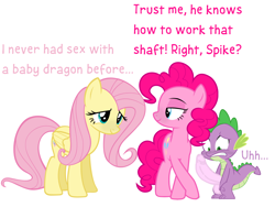 Size: 1600x1200 | Tagged: explicit, artist:doggypie, fluttershy, pinkie pie, spike, age difference, blushing, dragon, earth pony, female, foalcon, g4, imminent threesome, implied bisexual, imported from derpibooru, male, pegasus, pony, ship:flutterspie, ship:flutterspike, ship:pinkiespike, shipping, simple background, spike gets all the mares, straight, white background, wingless spike