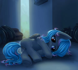 Size: 1195x1080 | Tagged: explicit, artist:darkstylerz, oc, oc:midnight bloom, alley, butt, commission, creampie, cum, foal, foalcon, imported from derpibooru, lying down, nudity, pegasus, plot, pony, solo, vulva