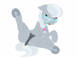 Size: 5300x4000 | Tagged: explicit, artist:navanastra, silver spoon, anus, braid, butt, crotchboobs, dark crotchboobs, dark genitals, earth pony, female, filly, foal, foalcon, g4, glasses, imported from derpibooru, looking at you, nipples, nudity, one eye closed, plot, pony, simple background, teats, vulva, white background, wink, winking at you