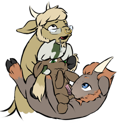 Size: 1215x1251 | Tagged: explicit, artist:multiverseequine, oc, oc:bellamy, age difference, anal, ball sucking, balls, balls fetish, colored, colt, cowgirl position, derpibooru exclusive, drool, earth pony, fetish, foal, foalcon, gay, glasses, goat, group sex, imported from derpibooru, interspecies, male, missionary position, multiple positions, nudity, oral, penetration, penis, pony, pony on pony action, sex, simple background, stallion, stallion on colt, stallion on stallion, threesome, transparent background