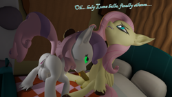 Size: 5760x3240 | Tagged: explicit, artist:clopmaestroman, fluttershy, sweetie belle, comic:shutup!, 3d, anatomically correct, anus, bed, blowjob, butt, clitoris, crotchboobjob, crotchboobs, dialogue, female, foalcon, futa, futa fluttershy, futa on female, g4, happiness, horsecock, imported from derpibooru, intersex, nipples, nudity, oral, pegasus, penis, pillow, plot, ponut, pony, race swap, self crotchboobjob, sex, ship:flutterbelle, shipping, sitting, sitting on bed, sweetie butt, tongue out, unicorn, unshorn fetlocks, vulva, vulvar winking