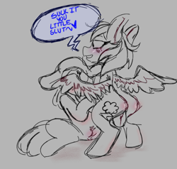 Size: 531x506 | Tagged: explicit, artist:fumisuke, artist:picklecestous, apple bloom, rainbow dash, blowjob, earth pony, female, filly, foal, foalcon, futa, futa on female, futa on filly, futa rainbow dash, g4, imported from derpibooru, intersex, nudity, oral, partial color, pegasus, penis, pony, sex, sketch, speech bubble, vulva