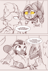 Size: 1902x2814 | Tagged: explicit, artist:felixf, oc, series:blazing sands of zebrika, 2 panel comic, anus, bondage, butt, clothes, comic, dialogue, fallout equestria, female, filly, foal, foalcon, group, horsecock, imminent rape, imminent sex, imported from derpibooru, nudity, oc only, pegasus, pegasus oc, penis, plot, pony, sketch, sultry pose, vulva, zebra, zebra oc