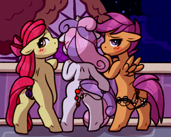 Size: 2500x2000 | Tagged: explicit, artist:faerienougat, apple bloom, scootaloo, sweetie belle, alternate version, anal beads, anal insertion, anatomically correct, anus, arm hooves, butt, buttplug, cutie mark crusaders, dark genitals, earth pony, egg vibrator, embarrassed, female, females only, filly, floppy ears, foal, foalcon, g4, high res, imported from derpibooru, insertion, looking at you, looking back, looking back at you, multiple variants, nervous, nudity, pegasus, plot, ponut, presenting, rear view, semi-anthro, sex toy, trio, unicorn, vaginal insertion, vibrator, vulva