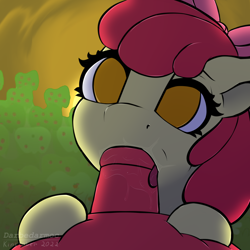 Size: 2048x2048 | Tagged: explicit, artist:darbedarmoc, apple bloom, apple, apple tree, big macintosh, blowjob, bow, brother and sister, earth pony, family, female, filly, filly on stallion, foal, foalcon, g4, hair bow, high res, imported from derpibooru, incest, kinktober, kinktober 2022, male, nudity, oral, penis, pony, sex, shipping, siblings, stallion, sunset, tree