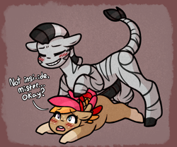 Size: 1706x1422 | Tagged: explicit, artist:faerienougat, oc, oc:apple tart, oc:isha, age difference, blushing, doggy style, duo, female, filly, foal, foalcon, freckles, from behind, imported from derpibooru, interspecies, male, mare, nudity, oc only, oc x oc, offspring, parent:apple bloom, parent:faerie nougat, parents:canon x oc, pegasus, penetration, penis, pony, sex, shipping, size difference, spread wings, stallion, stallion on filly, straight, this will end in rape, this will end in tears, vaginal, wingboner, wings, zebra, zebradom
