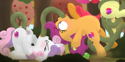 Size: 4800x2400 | Tagged: explicit, grimdark, artist:dtcx97, apple bloom, scootaloo, sweetie belle, abdominal bulge, all the way through, all three filled, anal, apple, belly, blushing, butt, clitoris, crotchboobs, cutie mark crusaders, double all the way through, earth pony, eyes closed, female, filly, foal, foalcon, food, frontbend, g4, imported from derpibooru, multiple penetration, nipples, nudity, oral, outdoor sex, outdoors, pegasus, penetration, plot, pony, rape, reverse anal, reverse penetration, sex, squirting, teats, tentacle blowjob, tentacle porn, tentacle rape, tentacles, tentacles on female, tentacles on filly, the cmc's cutie marks, throat bulge, tongue out, triple all the way through, triple penetration, two holes one tentacle, unicorn, vaginal, vaginal secretions, vine, vulva, wall of tags, wide eyes