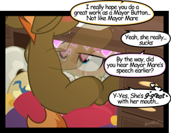Size: 1500x1163 | Tagged: explicit, artist:sherathoz, button mash, age difference, alternate version, blank flank, blowjob, colt, commission, cum, cum in mouth, cumming, desktop, dialogue, earth pony, female, floating heart, foal, foalcon, g4, heart, heart eyes, imported from derpibooru, male, mare, mare on colt, mayor mare, nudity, office, oral, oral penetration, orgasm, penis, pony, sex, show accurate, show accurate porn, signature, stealth sex, straight, straight shota, stuttering, twitching, under the table, wingding eyes