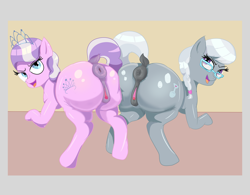 Size: 3200x2500 | Tagged: explicit, artist:maldoando, diamond tiara, silver spoon, anus, butt, diamond buttiara, dock, earth pony, female, filly, foal, foalcon, g4, high res, imported from derpibooru, large butt, nudity, plot, ponut, pony, silverbutt, tail, vulva