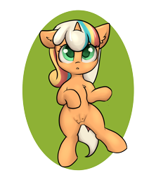 Size: 2200x2600 | Tagged: explicit, artist:dumbwoofer, anatomically correct, bow, chest fluff, crotchboobs, delicious flat crotch, ear fluff, female, filly, foal, foalcon, g5, high res, imported from derpibooru, looking at you, looking up, looking up at you, lying down, nipples, nudity, on back, peach fizz, pony, simple background, solo, solo female, tail, tail bow, teats, transparent background, unicorn, vulva