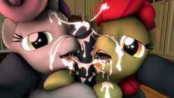 Size: 5120x2880 | Tagged: explicit, artist:olkategrin, apple bloom, sweetie belle, oc, oc:tempest streamrider, 3d, aftersex, age difference, ahegao, anatomically correct, bedroom, big penis, bow, canon x oc, comic, commission, cum, cum on body, cum on hooves, cum on horn, cum on nose, cum on penis, cum on tongue, cum string, dripping, dripping cum, earth pony, erection, facial, female, filly, flared, foal, foalcon, g4, hair bow, helping, horn, horsecock, hug, imported from derpibooru, indoors, leaking, leaking cum, licking, licking cum, looking at you, lying down, male, masturbation, medial ring, nose wrinkle, nudity, offscreen character, on floor, on side, one eye closed, open mouth, oral, pegasus, pegasus oc, penis, pleasure, pony, pony on pony action, pov, room, sex, sitting, smiling, source filmmaker, stallion, stallion on filly, straight, tongue out, unicorn, vulva, wings, wink, wrinkles