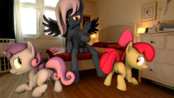 Size: 5120x2880 | Tagged: explicit, artist:olkategrin, apple bloom, sweetie belle, oc, oc:tempest streamrider, 3d, anatomically correct, anus, balls, bed, bedroom, bedroom eyes, big balls, big penis, bloom butt, bow, butt, canon x oc, colored wings, comic, commission, crotchboobs, earth pony, foal, foalcon, g4, group sex, hair bow, handjob, hoofjob, horn, horsecock, imported from derpibooru, indoors, looking at someone, looking at something, looking back, looking down, masturbation, nipples, nudity, painting, pegasus, pegasus oc, penis, plot, ponut, pony, pony on pony action, precum, precum string, presenting, presenting anus, presenting pussy, raised tail, room, sitting, source filmmaker, spread legs, spread wings, spreading, sweetie butt, tail, tail aside, teats, threesome, two toned wings, unicorn, vaginal secretions, vulva, window, wings