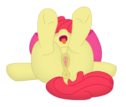 Size: 2392x2032 | Tagged: explicit, artist:dtcx97, apple bloom, anatomically correct, anus, bloom butt, blushing, butt, clitoris, color edit, colored, dock, earth pony, edit, female, filly, foal, foalcon, g4, high res, imported from derpibooru, legs in air, lying down, nudity, on back, open mouth, plot, ponut, pony, simple background, solo, solo female, tail, tongue out, transparent background, vagina, vaginal secretions, vulva